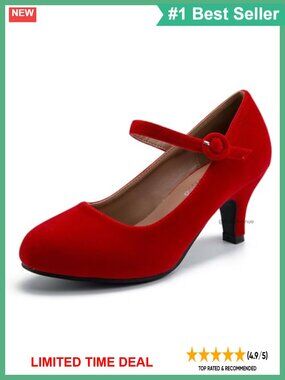Mary Jane Pumps Kitten Heel Round Toe Ankle Strap Office Work Church Shoes